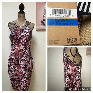 NWOT XL Rachel Roy graphic bodycon racerback dress